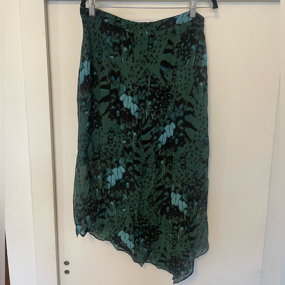 All Saints green butterfly skirt